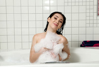 Aria Alexander playing with hair brush in the bathtub #06