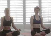 Rose Ballentine and Niki Lee Young in yoga class #01