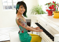 Tattooed asian girlfriend Saya Song fucked in pantyhose #02