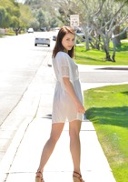 Kylie in Sheer White Dress Outside #01