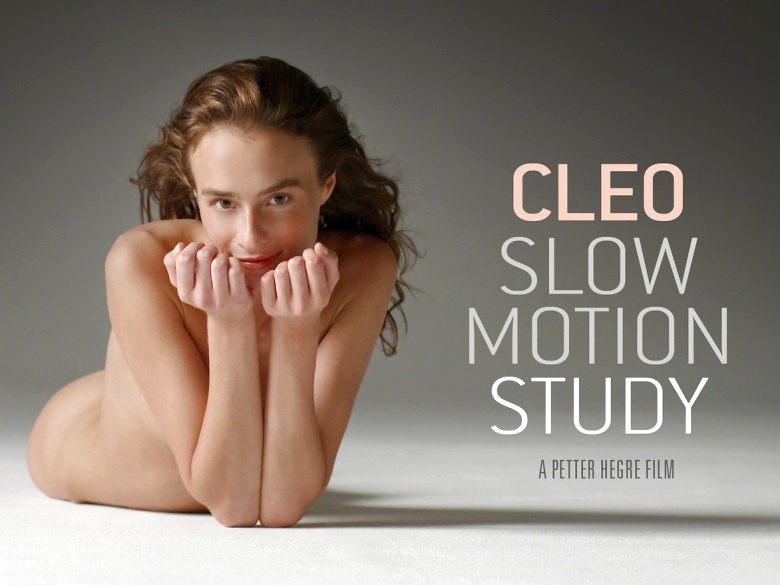 Slender nude model Cleo playfully dancing on video