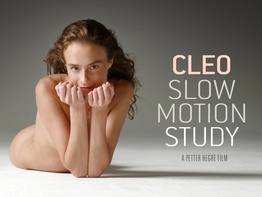 Slender nude model Cleo playfully dancing on video
