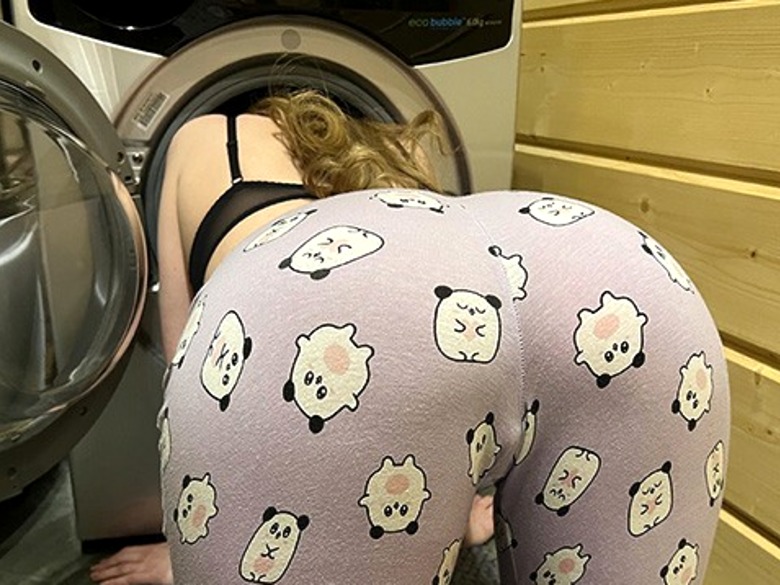 Sexy milf stuck in the washing machine