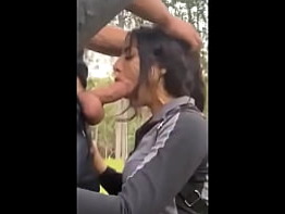 Amateur girl choking on big dick